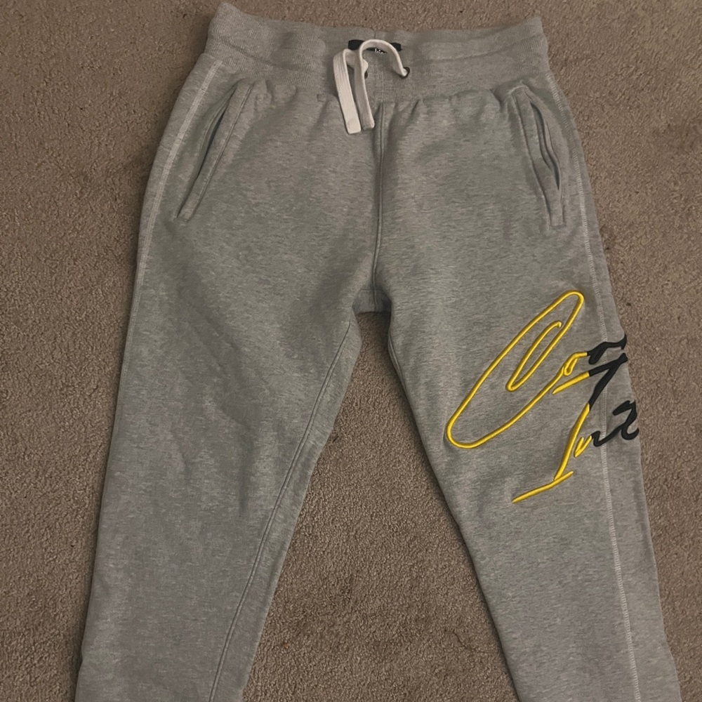 Cookies Gray Joggers with Yellow and Black Embroidered Design